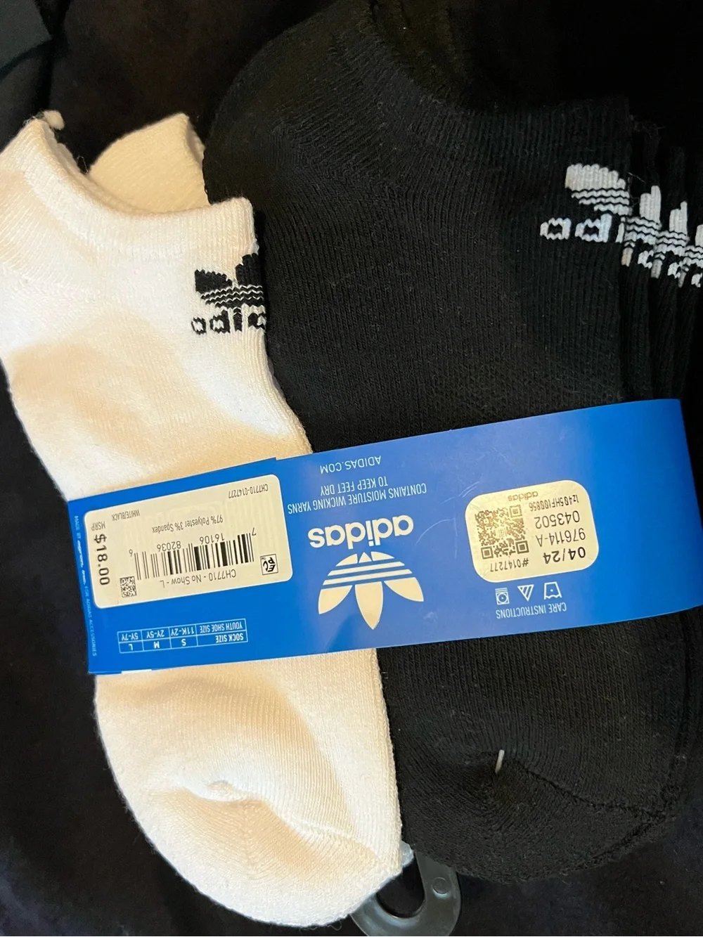 Youth Large Unisex No Show Adidas Socks 5Y-7Y